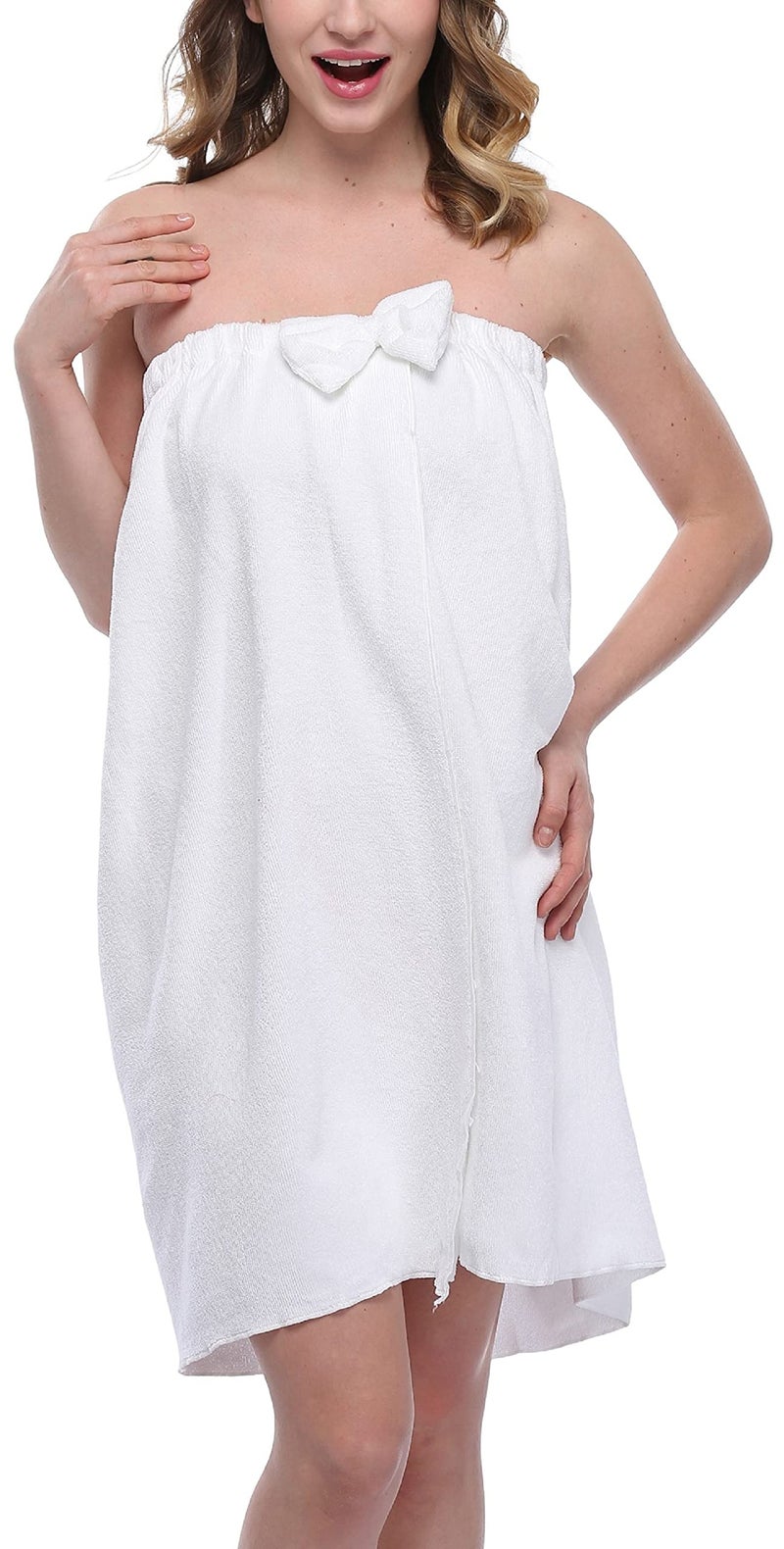 goodmansam Women's Shower Wrap Robes Spa Body Wrap Bathrobe Ultra Absorbent Cover up Towels, White - Image 1